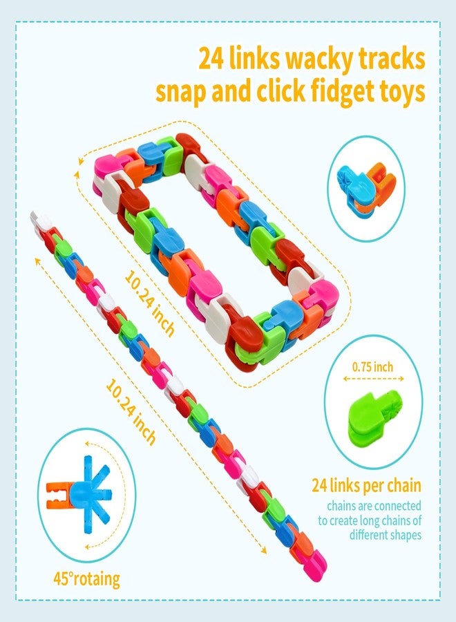 Poartsda Wacky Tracks 30 Pack Snap and Click Fidget Toys Bulk for Party Favors Puzzles Birthday Goodie Bag ,School Students Gift, Classroom Prizes Valentines Day Rainbow Toys for Kids,Teens - Image 2